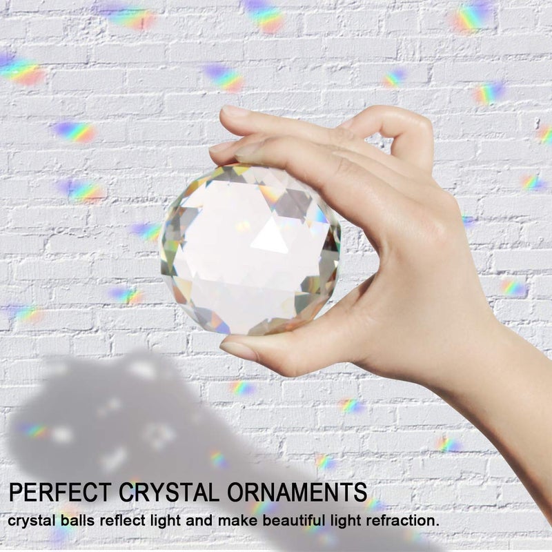 Tirifer Clear Crystal Suncatcher Ball Prism Glass Sphere Faceted Gazing Ball Rainbow Maker Window Prisms Suncatcher for Window  Sun Catcher(80mm/3.15inch) - Image 5